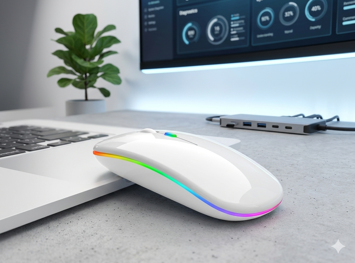 Wireless Dual Mode RGB Rechargeable Mouse – Bluetooth &amp; 2.4GHz